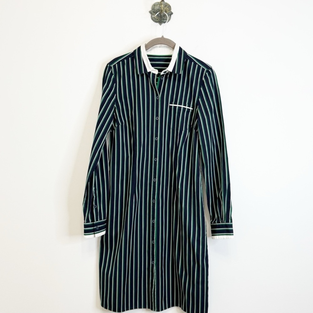 Brooks Brothers Blue Stripe Shirt Dress Preppy Button Down Cotton Women’s Size 2